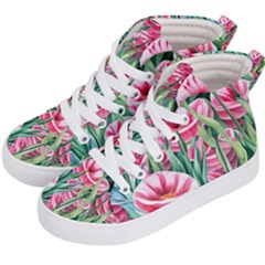 Cute Watercolor Flowers And Foliage Kids  Hi-top Skate Sneakers by GardenOfOphir