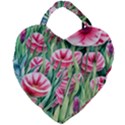 Cute watercolor flowers and foliage Giant Heart Shaped Tote View1