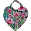 Cute watercolor flowers and foliage Giant Heart Shaped Tote View2