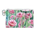 Cute watercolor flowers and foliage Canvas Cosmetic Bag (Large) View1