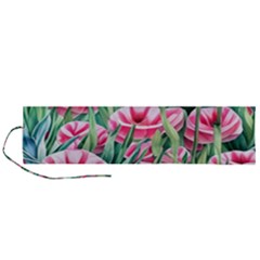 Cute Watercolor Flowers And Foliage Roll Up Canvas Pencil Holder (l) by GardenOfOphir