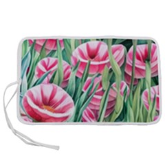 Cute Watercolor Flowers And Foliage Pen Storage Case (m) by GardenOfOphir