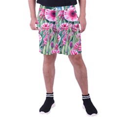 Cute Watercolor Flowers And Foliage Men s Pocket Shorts by GardenOfOphir