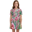 Cute watercolor flowers and foliage Kids  Sweet Collar Dress View1