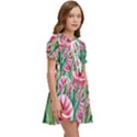 Cute watercolor flowers and foliage Kids  Sweet Collar Dress View2