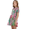 Cute watercolor flowers and foliage Kids  Sweet Collar Dress View3