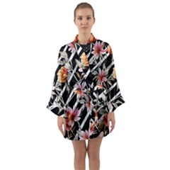 Celestial Watercolor Flowers Long Sleeve Satin Kimono by GardenOfOphir