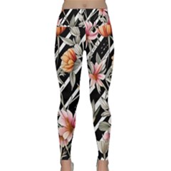 Celestial Watercolor Flowers Lightweight Velour Classic Yoga Leggings by GardenOfOphir