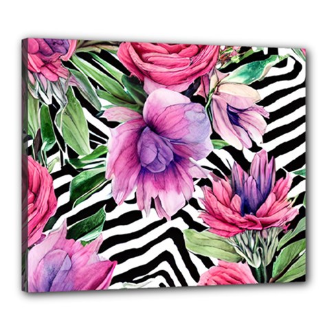 Classy And Chic Watercolor Flowers Canvas 24  X 20  (stretched) by GardenOfOphir