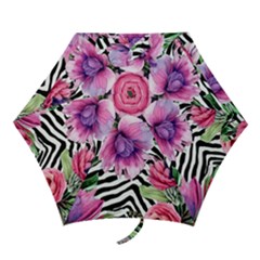 Classy And Chic Watercolor Flowers Mini Folding Umbrellas by GardenOfOphir