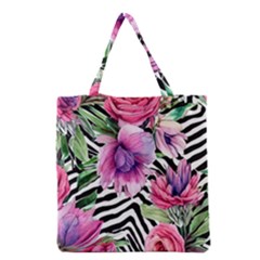 Classy And Chic Watercolor Flowers Grocery Tote Bag by GardenOfOphir