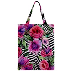 Classy And Chic Watercolor Flowers Zipper Classic Tote Bag by GardenOfOphir