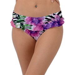 Classy And Chic Watercolor Flowers Frill Bikini Bottoms by GardenOfOphir