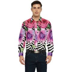 Classy And Chic Watercolor Flowers Men s Long Sleeve  Shirt by GardenOfOphir