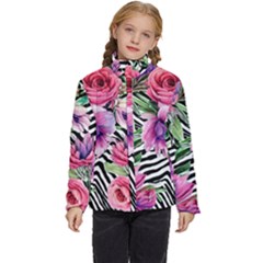 Classy And Chic Watercolor Flowers Kids  Puffer Bubble Jacket Coat by GardenOfOphir