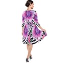 Classy and Chic Watercolor Flowers Quarter Sleeve Waist Band Dress View2