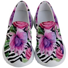 Classy And Chic Watercolor Flowers Kids Lightweight Slip Ons by GardenOfOphir