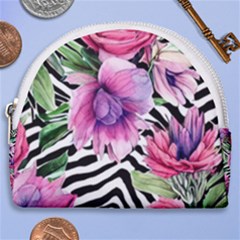 Classy And Chic Watercolor Flowers Horseshoe Style Canvas Pouch by GardenOfOphir