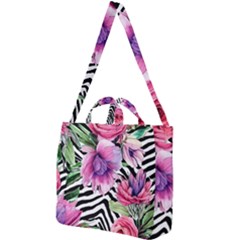 Classy And Chic Watercolor Flowers Square Shoulder Tote Bag by GardenOfOphir