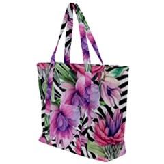 Classy And Chic Watercolor Flowers Zip Up Canvas Bag by GardenOfOphir