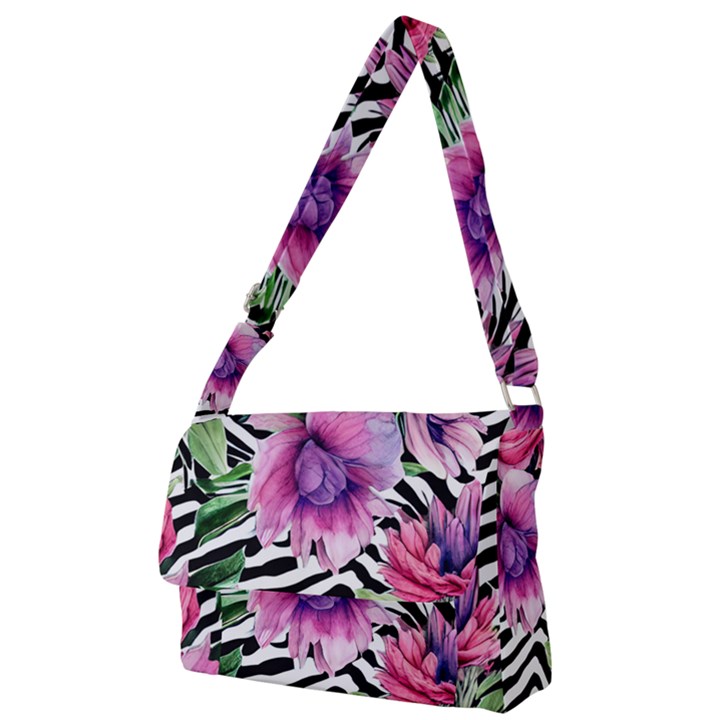 Classy and Chic Watercolor Flowers Full Print Messenger Bag (L)