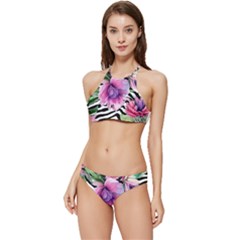 Classy And Chic Watercolor Flowers Banded Triangle Bikini Set by GardenOfOphir