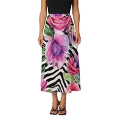 Classy And Chic Watercolor Flowers Classic Midi Chiffon Skirt