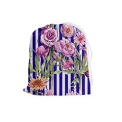 Classy And Chic Watercolor Flowers Drawstring Pouch (large) by GardenOfOphir