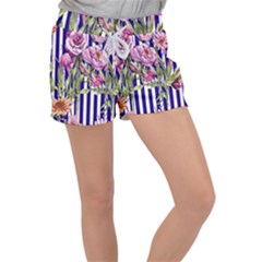 Classy And Chic Watercolor Flowers Velour Lounge Shorts by GardenOfOphir