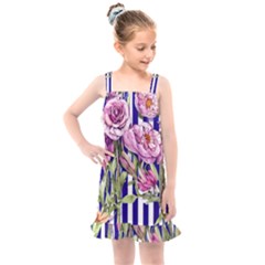 Classy And Chic Watercolor Flowers Kids  Overall Dress by GardenOfOphir