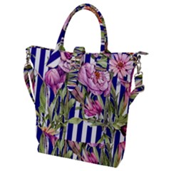 Classy And Chic Watercolor Flowers Buckle Top Tote Bag by GardenOfOphir