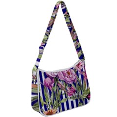 Classy And Chic Watercolor Flowers Zip Up Shoulder Bag by GardenOfOphir