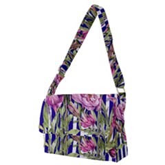 Classy And Chic Watercolor Flowers Full Print Messenger Bag (m) by GardenOfOphir