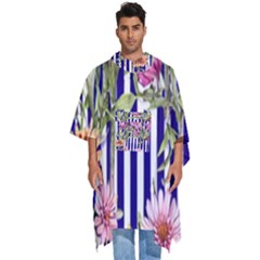 Classy And Chic Watercolor Flowers Men s Hooded Rain Ponchos