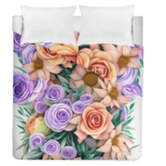 Cheerful And Captivating Watercolor Flowers Duvet Cover Double Side (queen Size) by GardenOfOphir