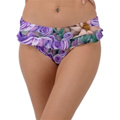 Cheerful And Captivating Watercolor Flowers Frill Bikini Bottoms by GardenOfOphir