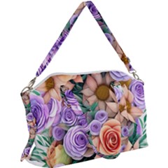 Cheerful And Captivating Watercolor Flowers Canvas Crossbody Bag by GardenOfOphir