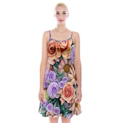 Cheerful And Captivating Watercolor Flowers Spaghetti Strap Velvet Dress by GardenOfOphir