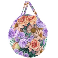 Cheerful And Captivating Watercolor Flowers Giant Round Zipper Tote by GardenOfOphir