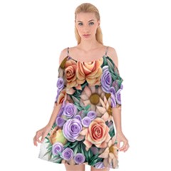 Cheerful And Captivating Watercolor Flowers Cutout Spaghetti Strap Chiffon Dress by GardenOfOphir