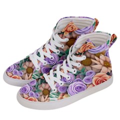 Cheerful And Captivating Watercolor Flowers Women s Hi-top Skate Sneakers by GardenOfOphir