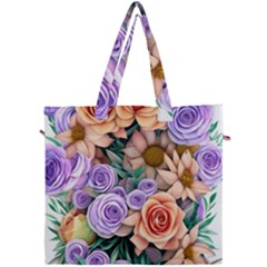 Cheerful And Captivating Watercolor Flowers Canvas Travel Bag by GardenOfOphir