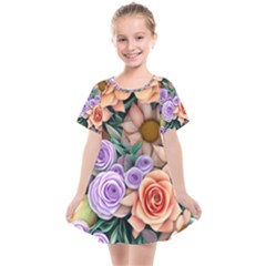 Cheerful And Captivating Watercolor Flowers Kids  Smock Dress by GardenOfOphir