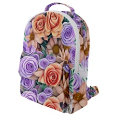 Cheerful And Captivating Watercolor Flowers Flap Pocket Backpack (small) by GardenOfOphir