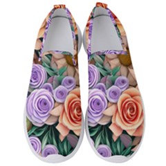 Cheerful And Captivating Watercolor Flowers Men s Slip On Sneakers by GardenOfOphir