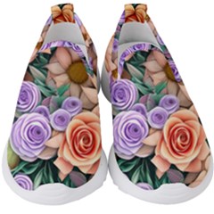 Cheerful And Captivating Watercolor Flowers Kids  Slip On Sneakers by GardenOfOphir