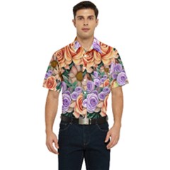 Cheerful And Captivating Watercolor Flowers Men s Short Sleeve Pocket Shirt  by GardenOfOphir