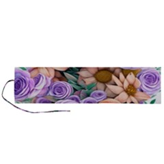 Cheerful And Captivating Watercolor Flowers Roll Up Canvas Pencil Holder (l) by GardenOfOphir