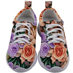 Cheerful And Captivating Watercolor Flowers Kids Athletic Shoes by GardenOfOphir