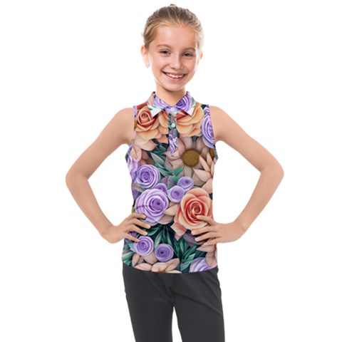 Cheerful And Captivating Watercolor Flowers Kids  Sleeveless Polo Tee by GardenOfOphir